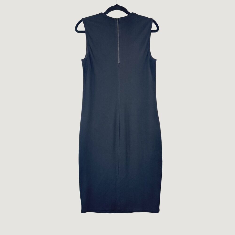 Vince Womens Dress Black Sheath Midi Sleeveless Knit Zip Back Stretch Large - Picture 2 of 10